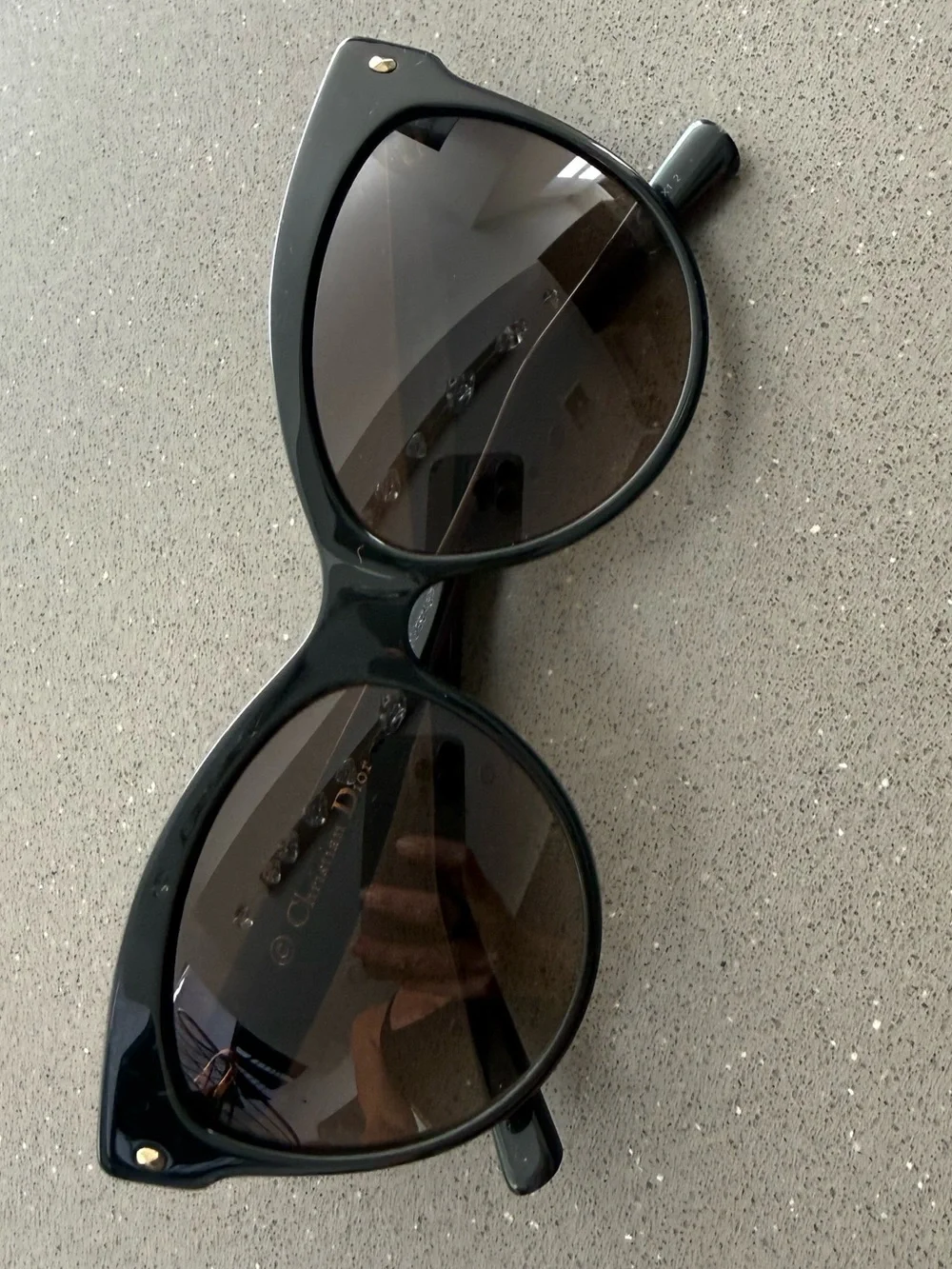 Christian Dior Classic Black Cat-Eye Sunglasses with Brown Gradient Lenses